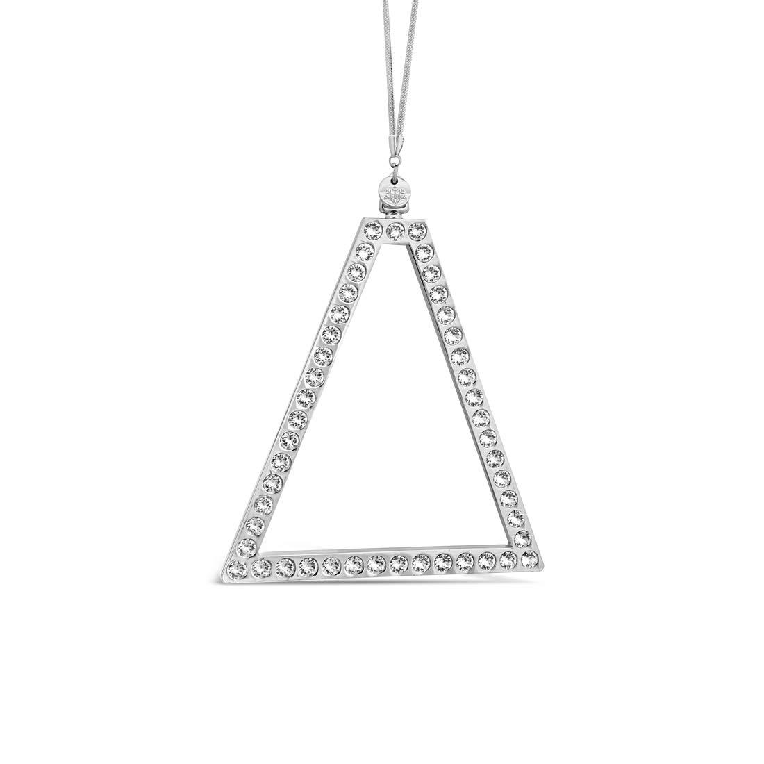 Crystamas Christmas Tree Ornaments for the Home - Platinum Triangle Shaped Pryamide Magnus Christmas Decorations with Swarovski Crystals Includes Keepsake Box, Chain and Hang Tag