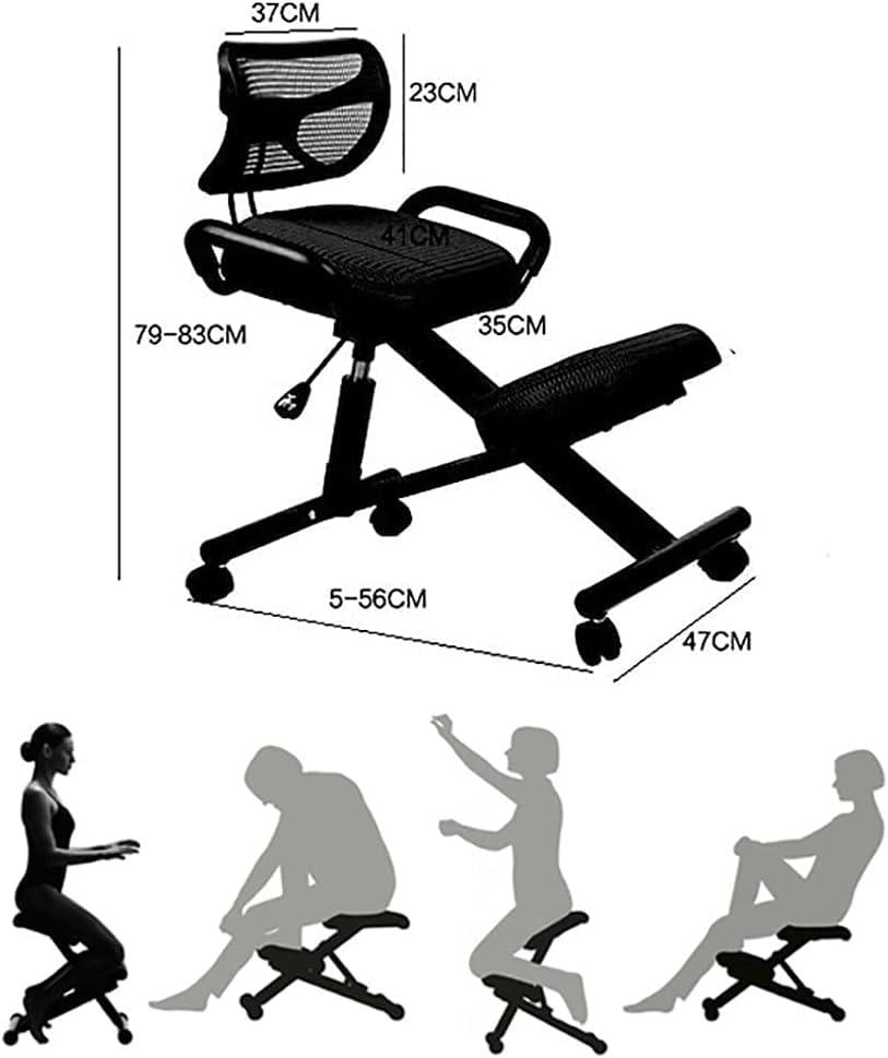 Generic Ergonomic Kneeling Chair Kneeling Stool with Back Support High Adjustable Stool with Roller for Home and Office, Improve Your Posture with an Angled Seat Thick Comfortable Cushions,G