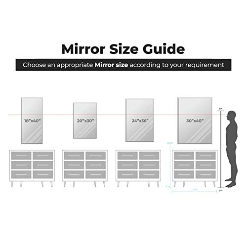 Fab Glass and Mirror Fab Glass and Mirror 1" Bevel Edge Frameless Wall-Mounted Mirrors for Bedroom, Bathroom, Living Room, Vanity, Entryways, 24" x 36", Clear