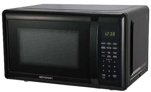 Emerson Radio Emerson MW7302B Compact Countertop Microwave Oven with Touch Control, LED Display, 700W, 10 Power Levels, 6 Auto Menus, Glass Turntable and Child Safe Lock, 0.7 Cu., Ft. Black