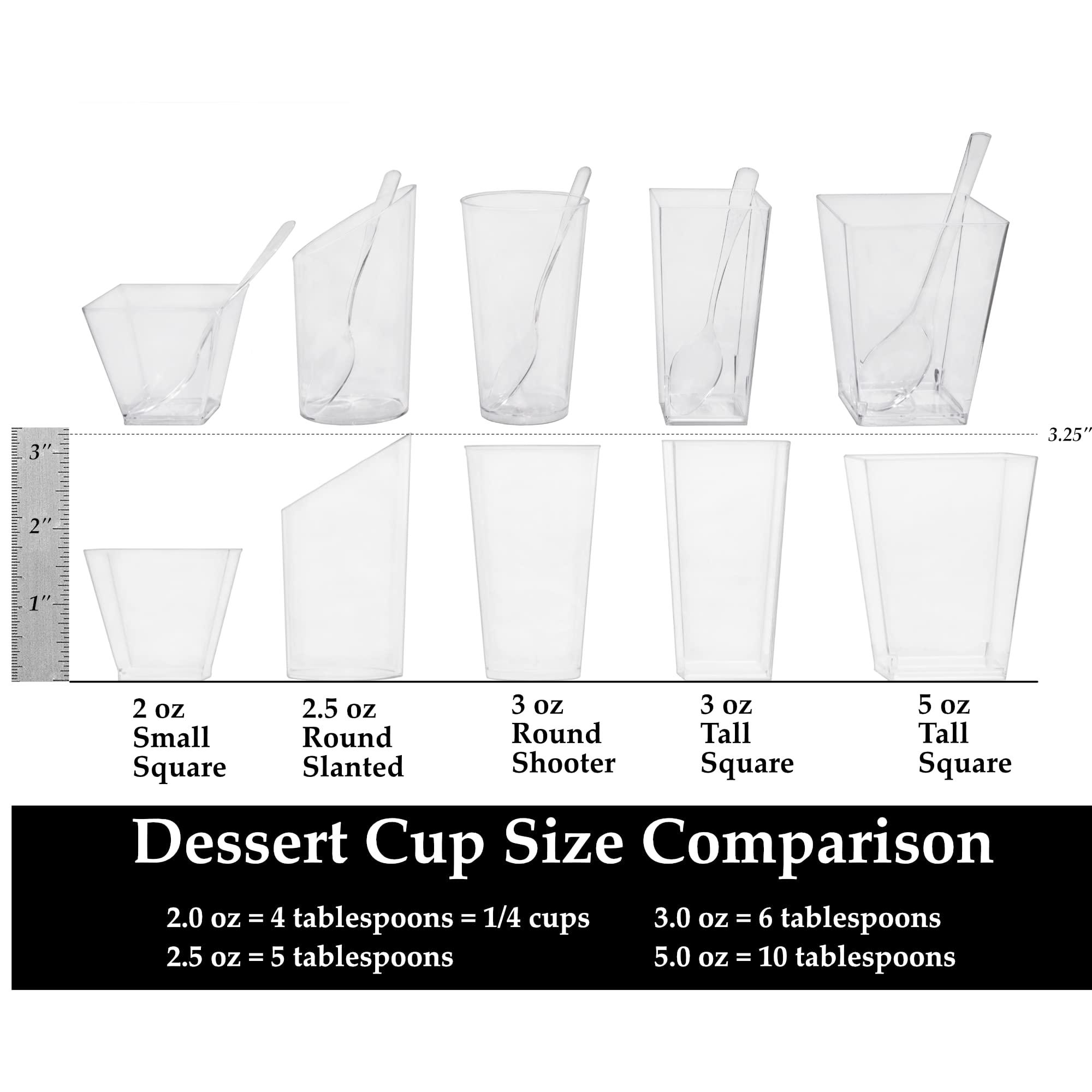 ImpiriLux ImpiriLux 3 oz x 100 ct Dessert Cups with Spoons | Disposable Round Plastic Dessert Shooter Cups, Appetizer Bowls, Shot Glasses, Catering Supplies