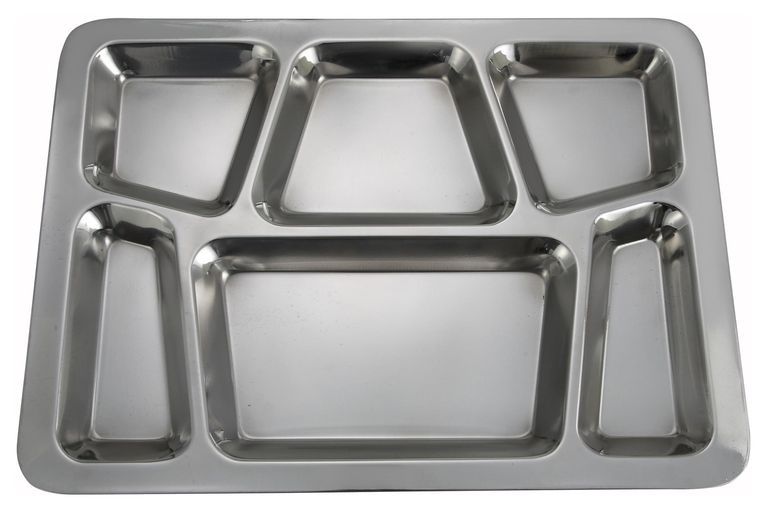 Winco Winco - SMT-2 6-Compartment Mess Tray, Style B, Stainless Steel, Medium
