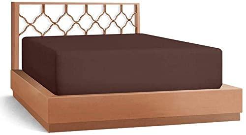 LaxLinen Extra Deep Pocket Fitted Sheet- Fits Up to 18\" Inch Mattress Single Fitted Sheet (Chocolate Solid, Twin/Single- 39\" x 75\") Egyptian Quality- 600 TC
