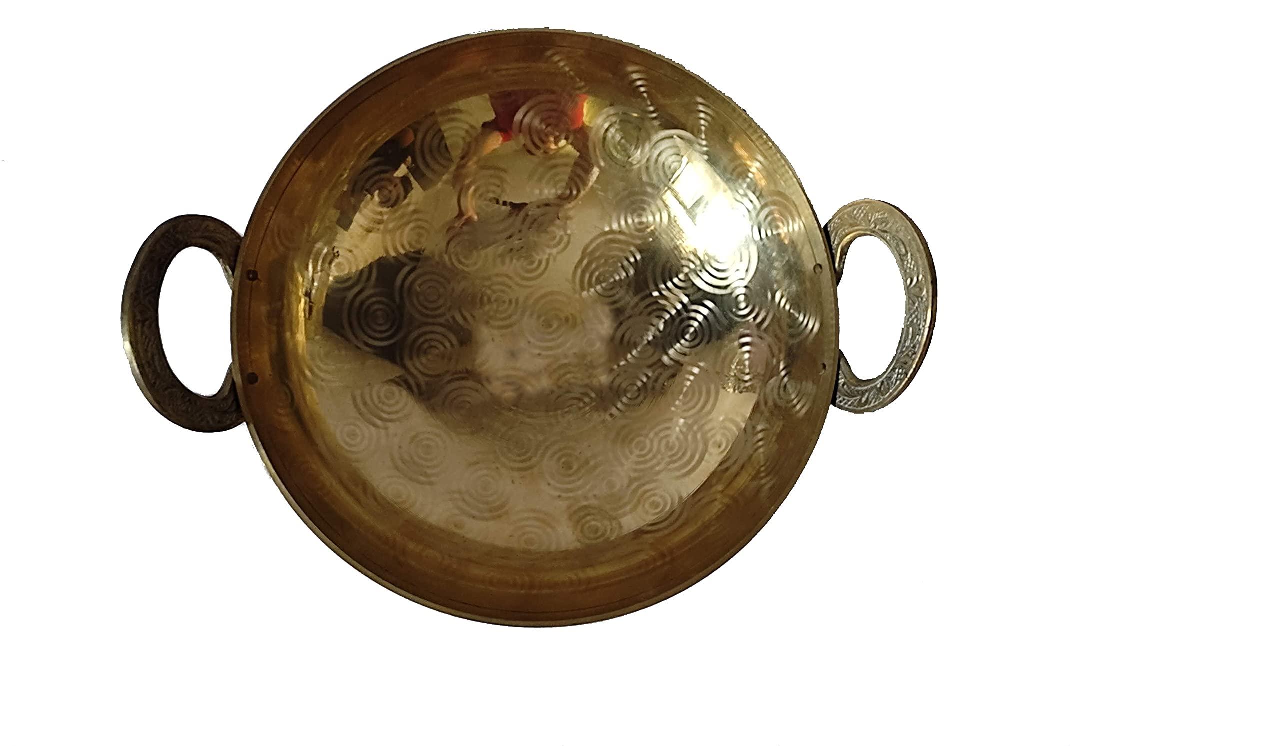 Online India Indian traditional Brassware I Brass Kadahi I Brass Kadai Pots & Pan Cooking Woks I Brass Kadai I Brass Wok I Size: 10 inches