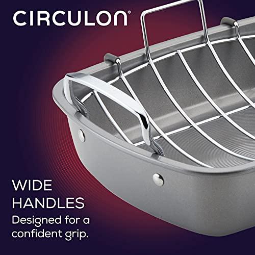 Circulon Circulon Nonstick Roasting Pan / Roaster with Rack - 17 Inch x 13 Inch, Gray