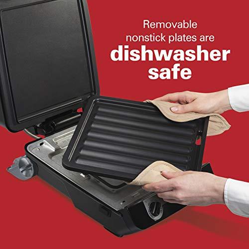 Hamilton Beach Hamilton Beach 3-in-1 Indoor Grill and Electric Griddle Combo and Bacon Cooker, Opens 180 Degrees to Double Cooking Space, Removable Nonstick Grids, (25600)