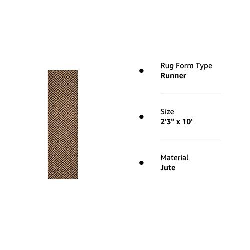 Safavieh SAFAVIEH Natural Fiber Collection Runner Rug - 2\'3\" x 10\', Natural & Black, Handmade Jute, Ideal for High Traffic Areas in Living Room, Bedroom (NF181C)