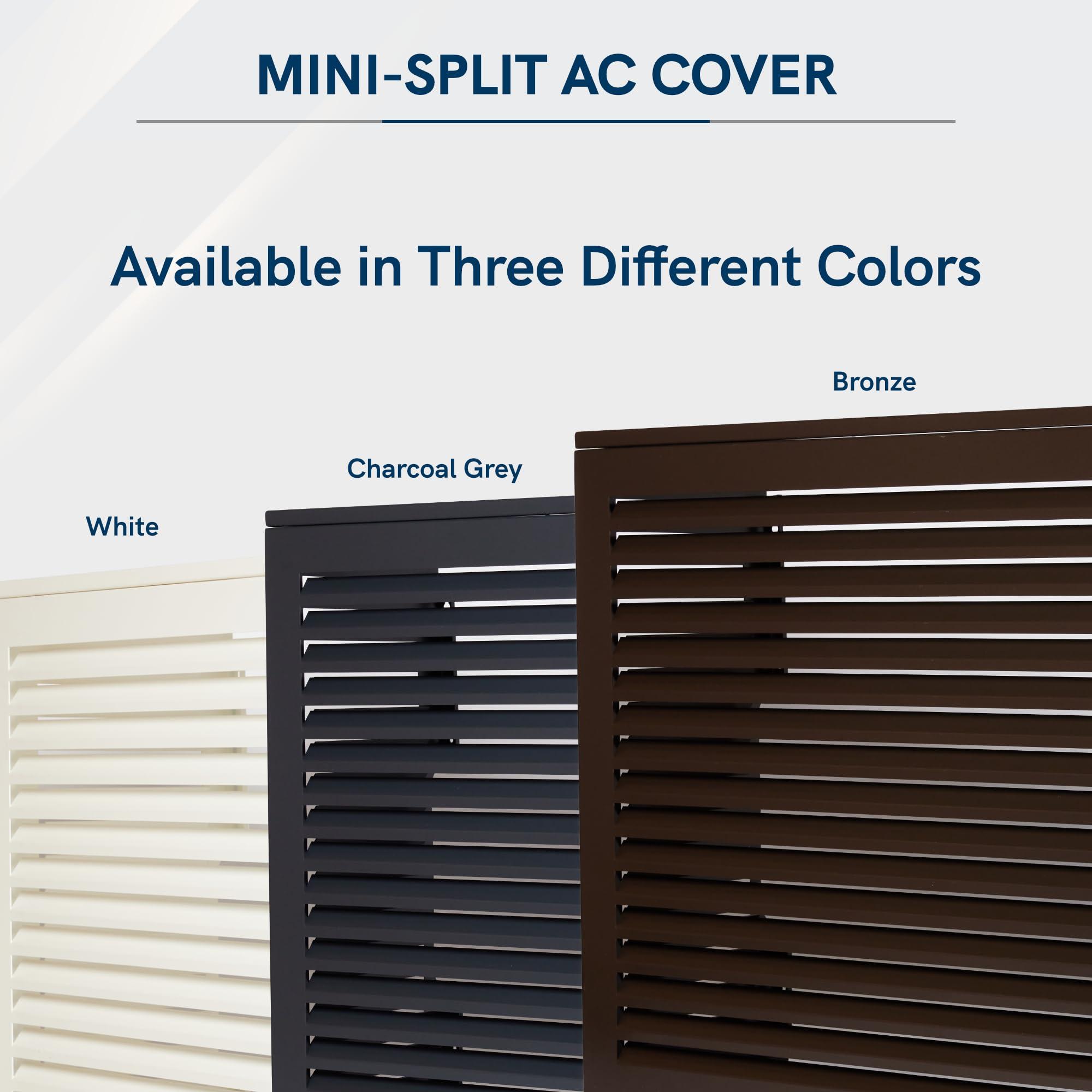 airdeko Airdeko's Mini Split AC Cover for Outside Units Sturdy Aluminum, Optimal Performance & Protection of Mini Split System Outdoor Condenser Compatible with Airdeko's Anti-Theft System (White, Small)