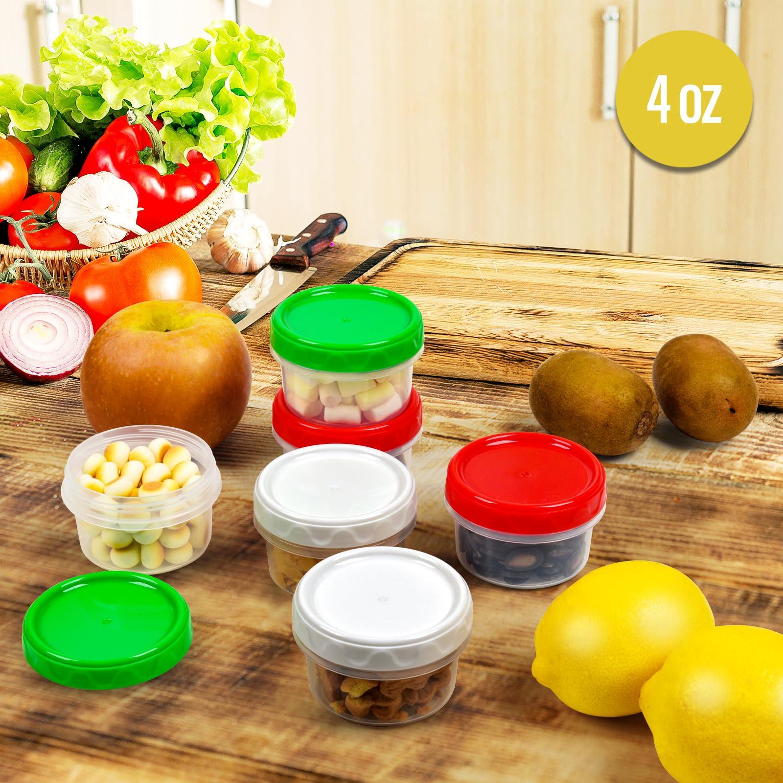 EONJOE EONJOE 4oz Small Plastic Containers with Lids Reusable Dishwasher Freezer Safe Airtight, 6-Pack