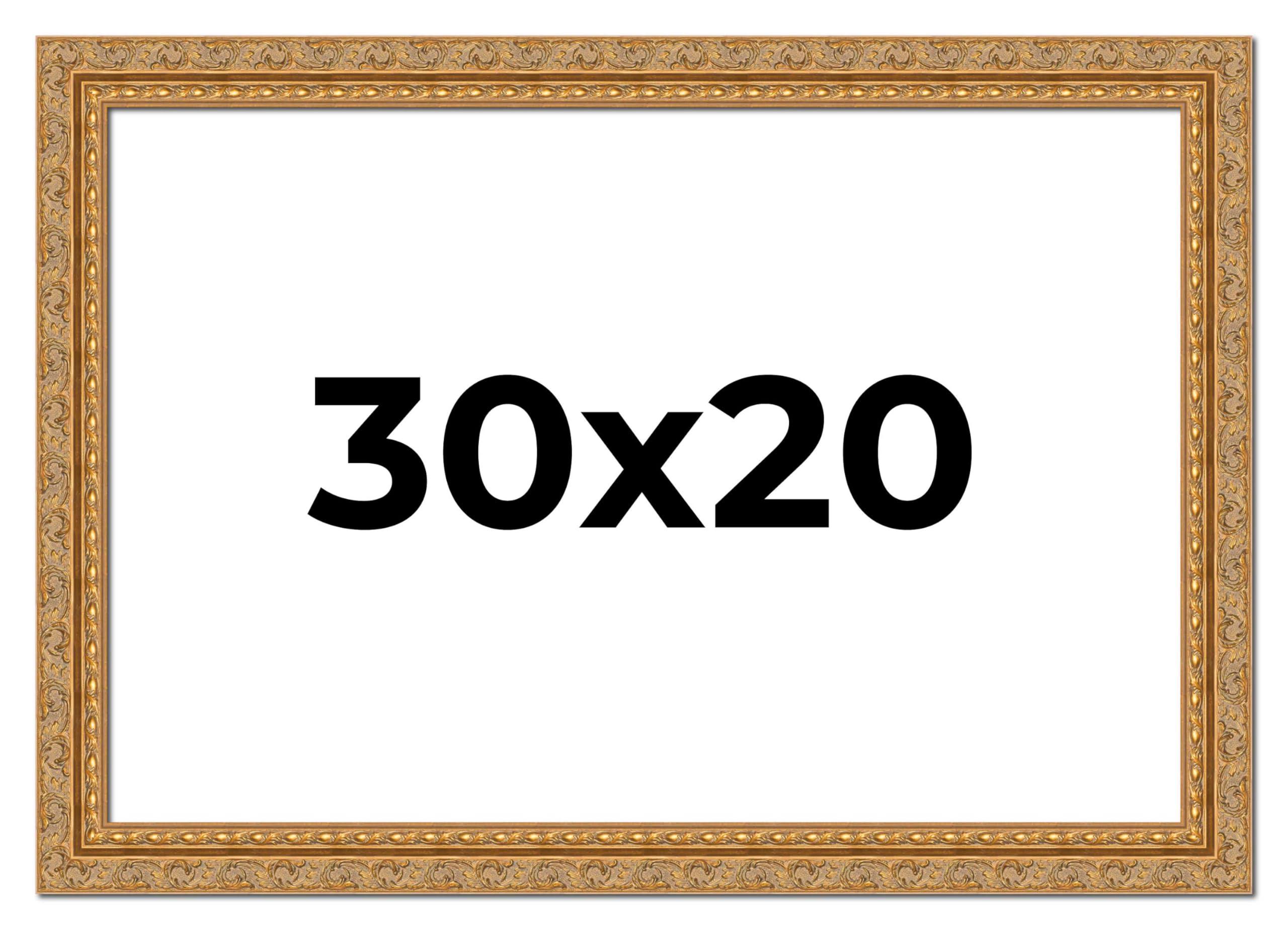 Poster Palooza Poster Palooza 30x20 Frame Gold Ornate Antique Solid Wood Picture Frame | 2 Inch Moulding Width | with UV Acrylic Plexiglass, Foam Board Backing & Hanging Hardware Included