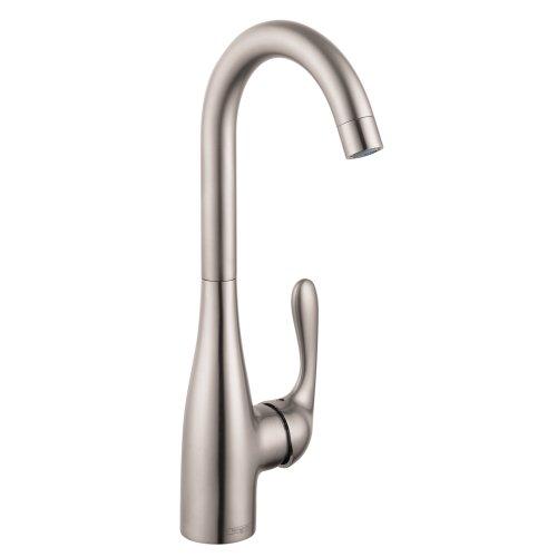 hansgrohe hansgrohe Allegro E Stainless Steel Bar Kitchen Faucet, Bar Sink Faucet Single Hole, Faucet for Kitchen Sink, Stainless Steel Optic 14801801