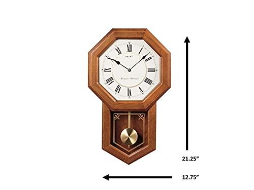 SEIKO Seiko Light Oak Traditional Schoolhouse Wall Clock with Chime & Pendulum