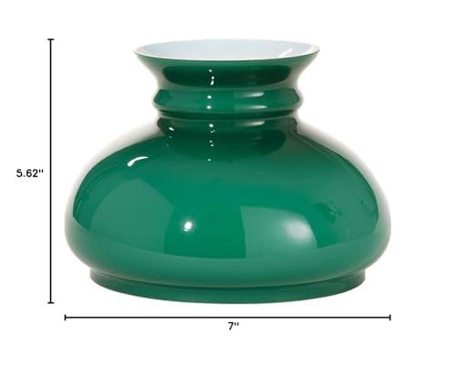 B&P Lamp B&P Lamp® Green Over White Opal Cased Glass 7 Inch Fitter Student Style Lamp Shade