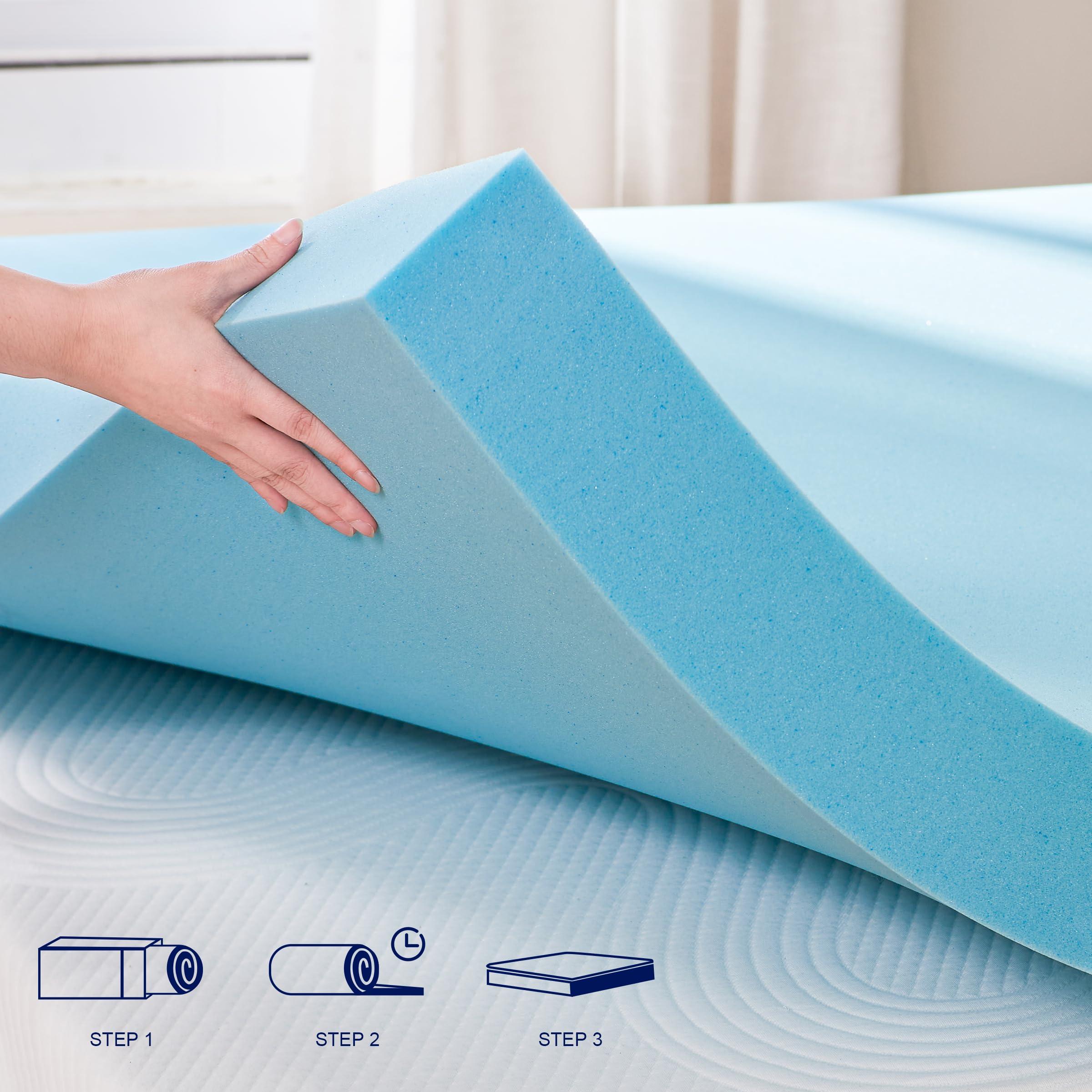 SUBRTEX Subrtex Mattress Topper, Memory Foam Mattress Topper, Gel-Infused Memory Foam Topper for Side Stomach Sleepers, Breathable Bed Toppers (4 Inch, King)