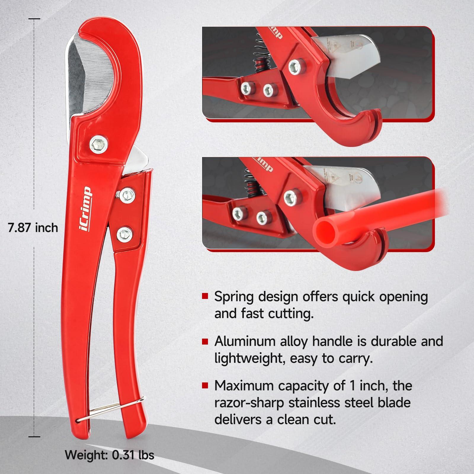 IWISS iCrimp Angle Head F1807 PEX Pipe Crimping Tool for Copper Rings - 1/2&3/4-inch Two Crimper Set with Cutter, Suitable for Tight Spaces