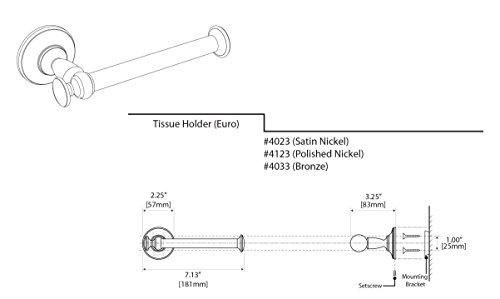 Gatco Gatco 4123 Tavern Toilet Paper Holder, Polished Nickel / Wall Mounted Euro Style Toilet Tissue Holder, Zinc