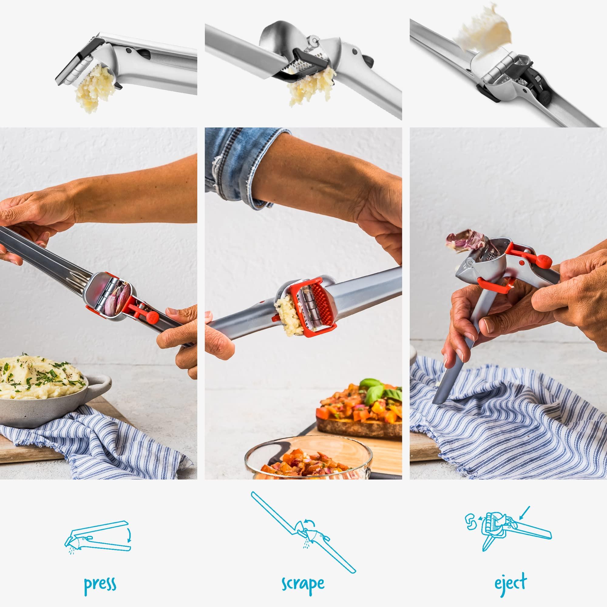 Dreamfarm Dreamfarm Garject 2-In-1 Garlic Peeler, Garlic Press & Mincer with Garlic Peel Ejector, Chrome-Plated Zinc - Black