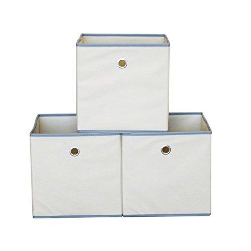 VidaNaticle VidaNaticle Large Storage Bins, Colonial Fabric Bin, Foldable Storage Boxes, Storage Baskets for Organizing, Shelves, Bedroom, Home, Office (11\"x11\"x11\", Beige, 3 Pack)
