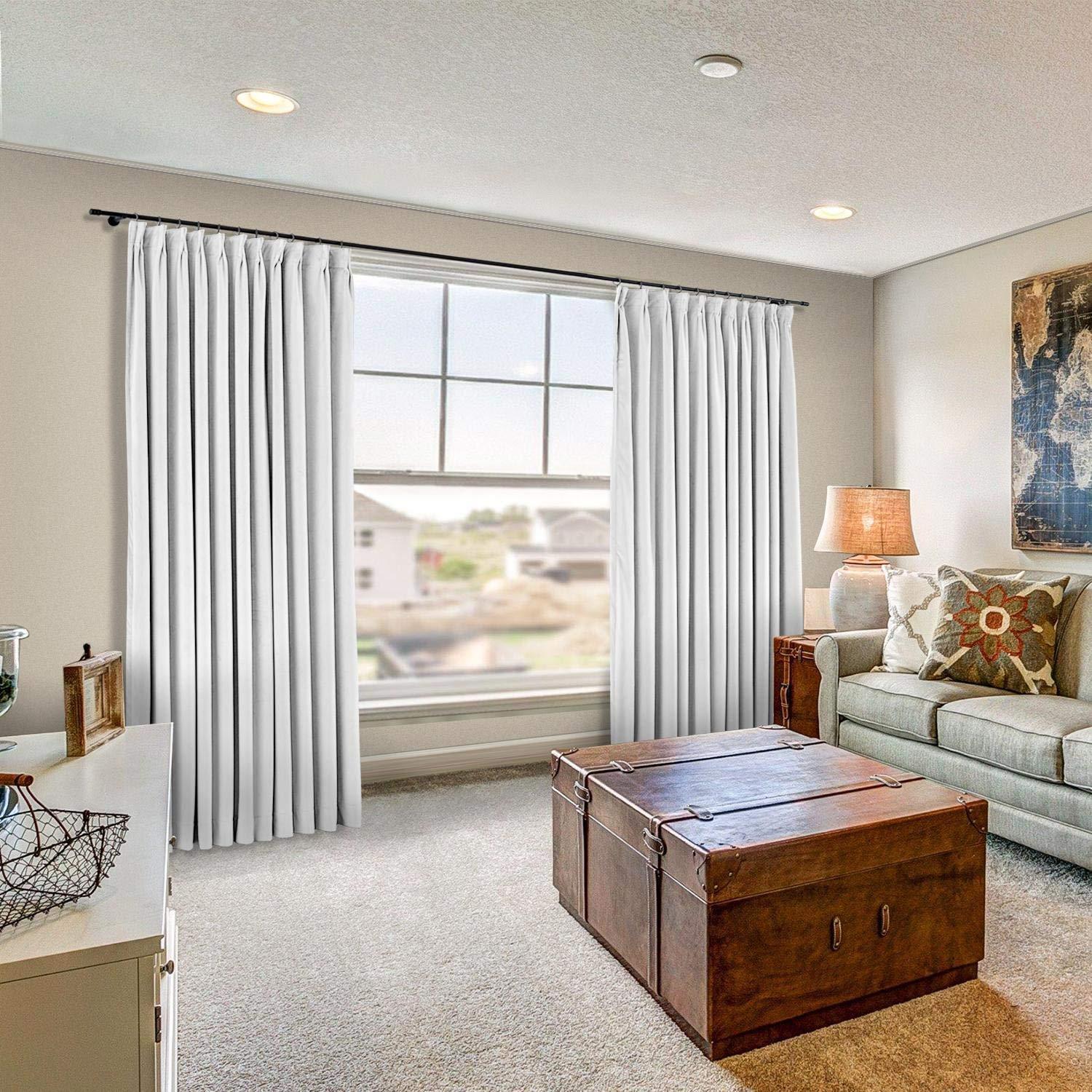 EcoDrapes EcoDrapes Double Pinch Pleat Curtains for Traverse Rod and Regular Rod (Pure White 150 Inch Wide by 144 Inch Long- 1 Panel with Hook)