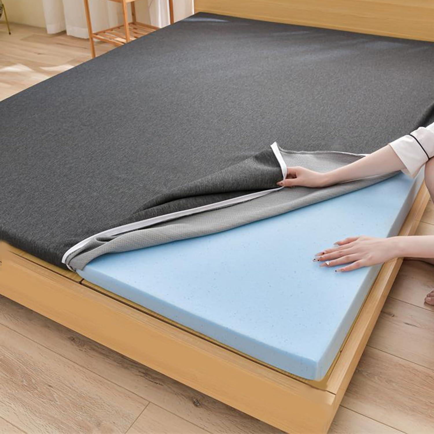 Generic Gel Memory Foam Mattress Topper,Cooling Mattress Pad Topper,Gel Infused Bed Topper with Removable Washable Cover,Memory Foam Mattress Cover,Breathable Futon Topper Pad,Black 3cm,120x190cm