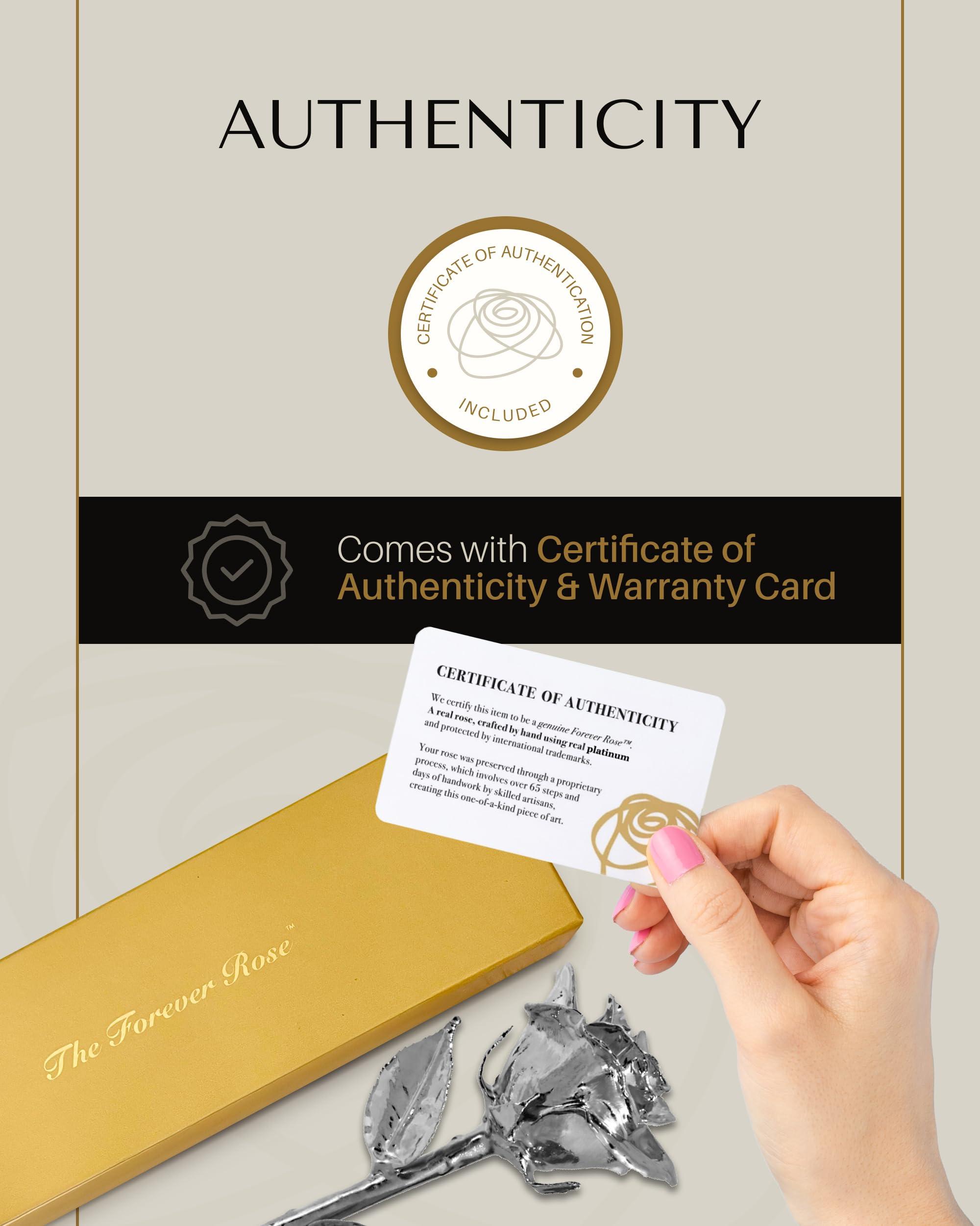 Forever Rose Forever Rose Real Platinum Rose, Genuine, One of A Kind, Hand Dipped & Everlasting Platinum Dipped Real Rose, Beautiful Forever Flower, Ideal Anniversary, and Romantic Valentine\'s Day Gifts for Women