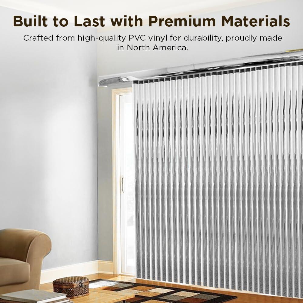 BlindDen BlindDen - Vinyl Vertical Window Blinds for Home - Vertical Blinds for Sliding Glass Doors - Silver - (84" W x 56" H)