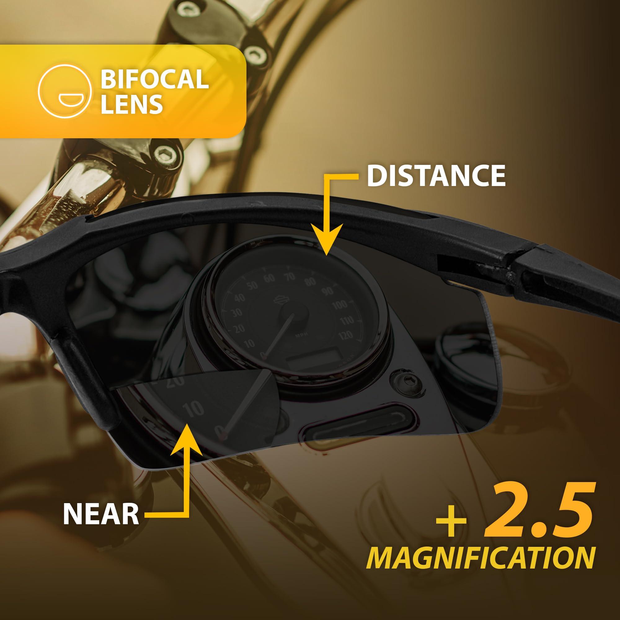 Global Vision Global Vision Apex Bifocal Safety Glasses UV400 Magnifying Reading Eyewear 2.50 Magnifier Smoke Lens