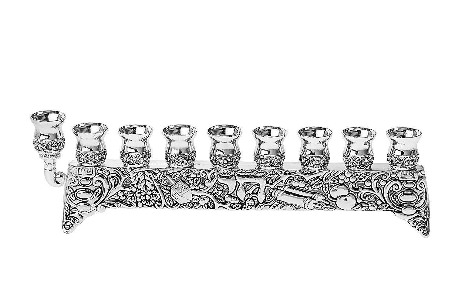 Legacy Judaica Chai Oil Menorah for Candles or Oil for Hanukkah