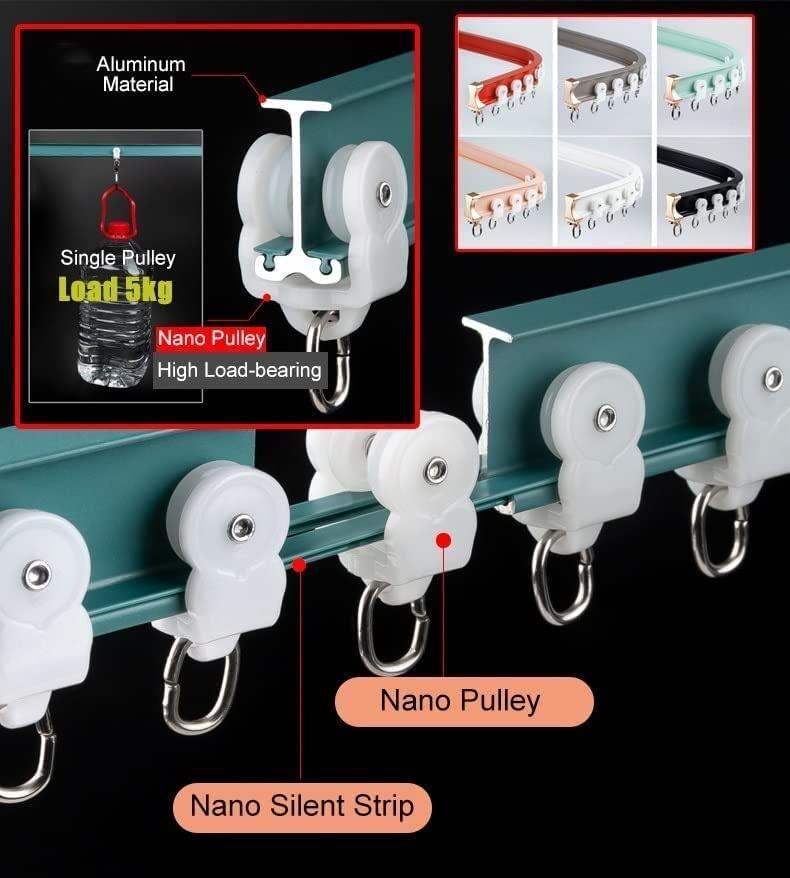 FEHUN Room Divider Ceiling Track System Shower Curtain Curved Ceiling Shower Room Dividers Bendable Curtain Track System, Cuttable Waterproof Curtain Rail Rod for Outdoor Indoor Windows, Camper, Include Com