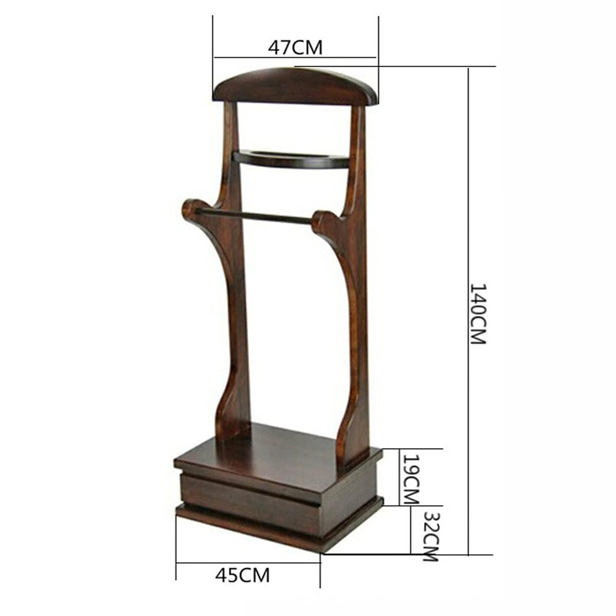 JOuan JOuan Coat Rack, Valet Furniture Wooden Valet Stand With Drawer Tray And Wheels Freestanding Suit Hanger With Clothes Hanger And Pants Rail For Hallway Dressing Room Etc