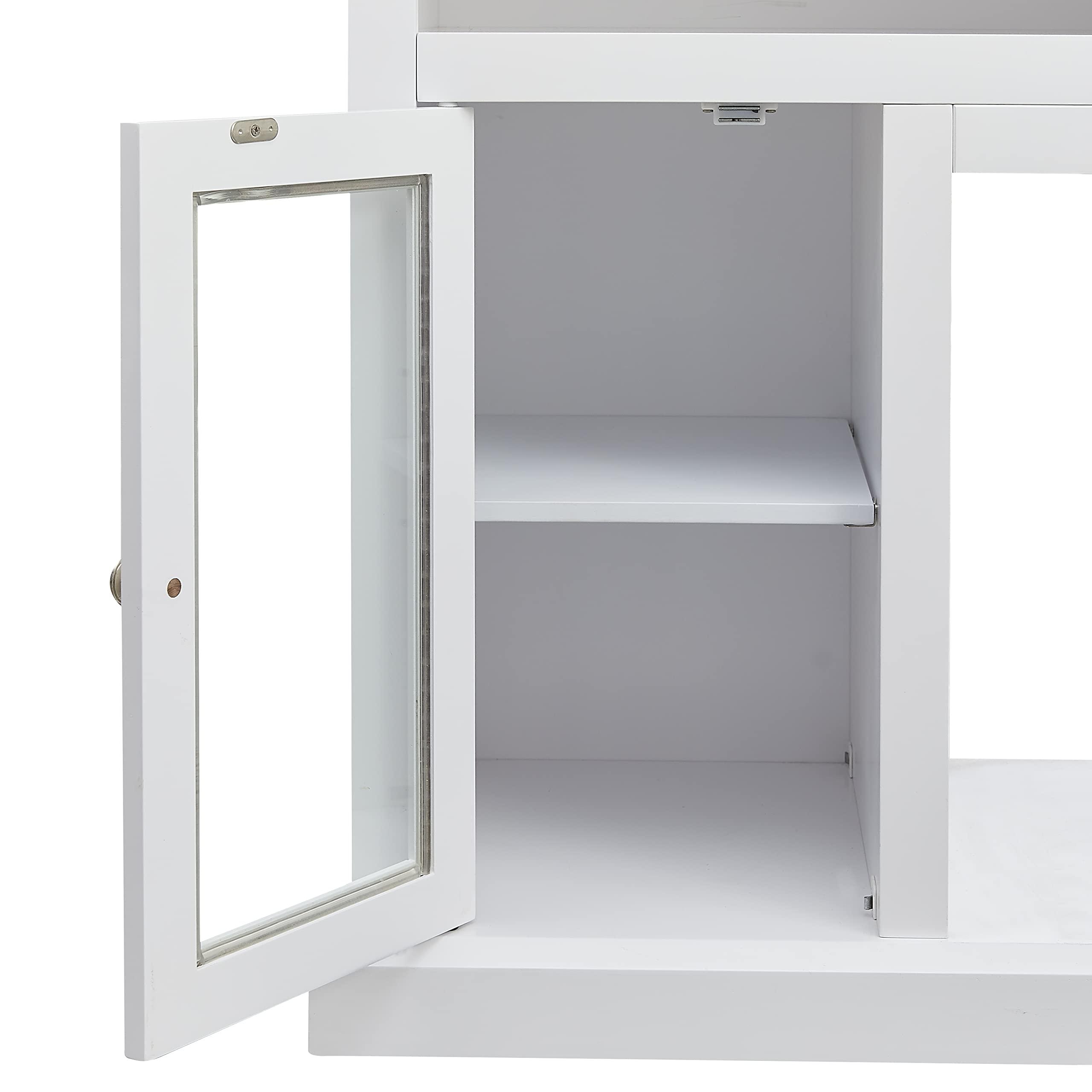 CNANXU Modern Electric Fireplace TV Stand for TV's Up to 55" Media Entertainment Center Console with Insert Fireplace and Adjustable Shelves, Storage Cabinet Chest for Living Room (White, 55 inch)