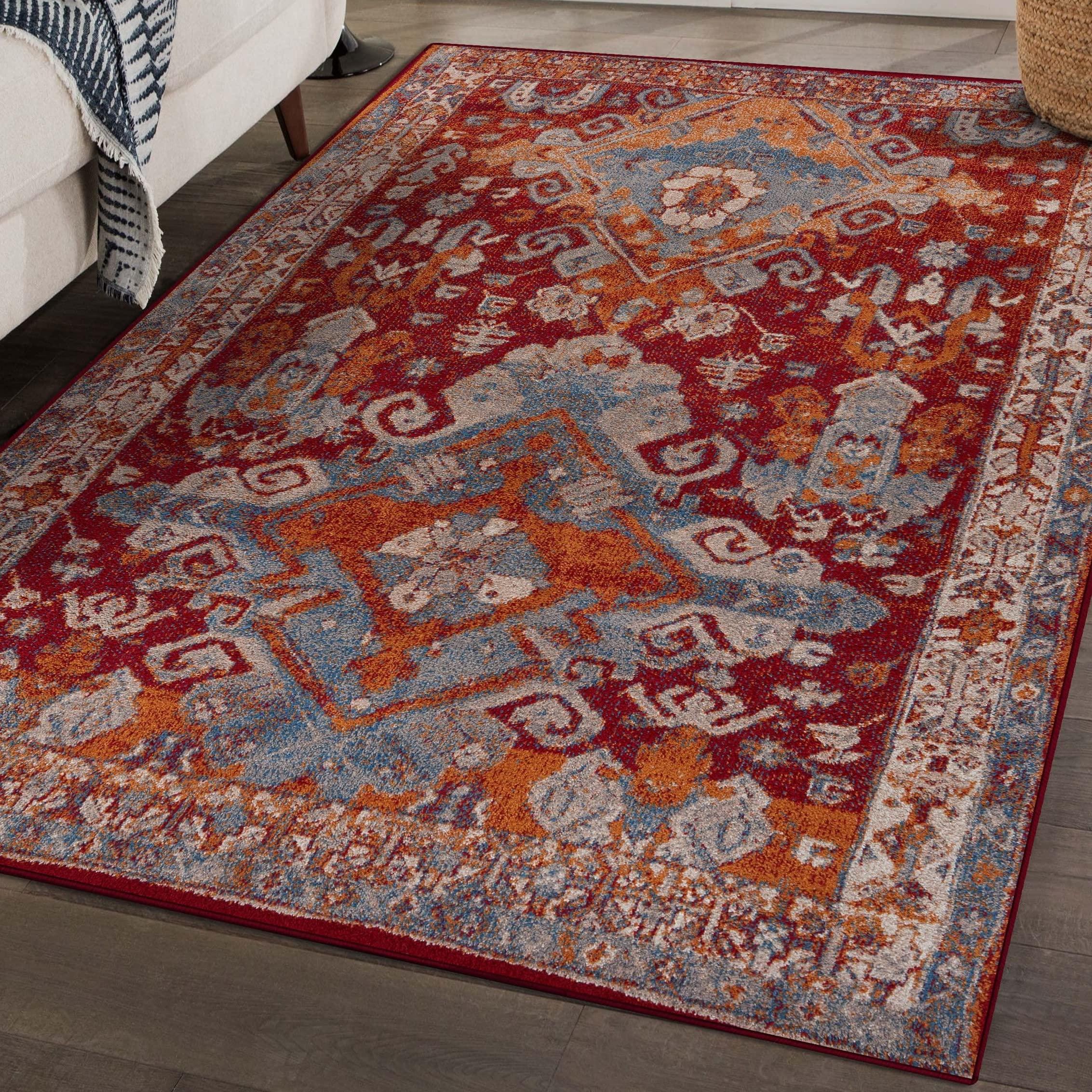 LUXE WEAVERS LUXE WEAVERS Moroccan Floral Red 9x12 Area Rug for Living Room
