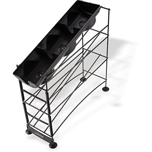 Carlisle Paddles San Jamar Wireworks Cup and Lid Dispenser Fits 8 - 44 Oz. Cups, 3 Tiers with Suction Cup Feet for Restaurants, Fast Food, And Kitchens, Plastic, 8.25 X 20.5 X 22.5 Inches, Black