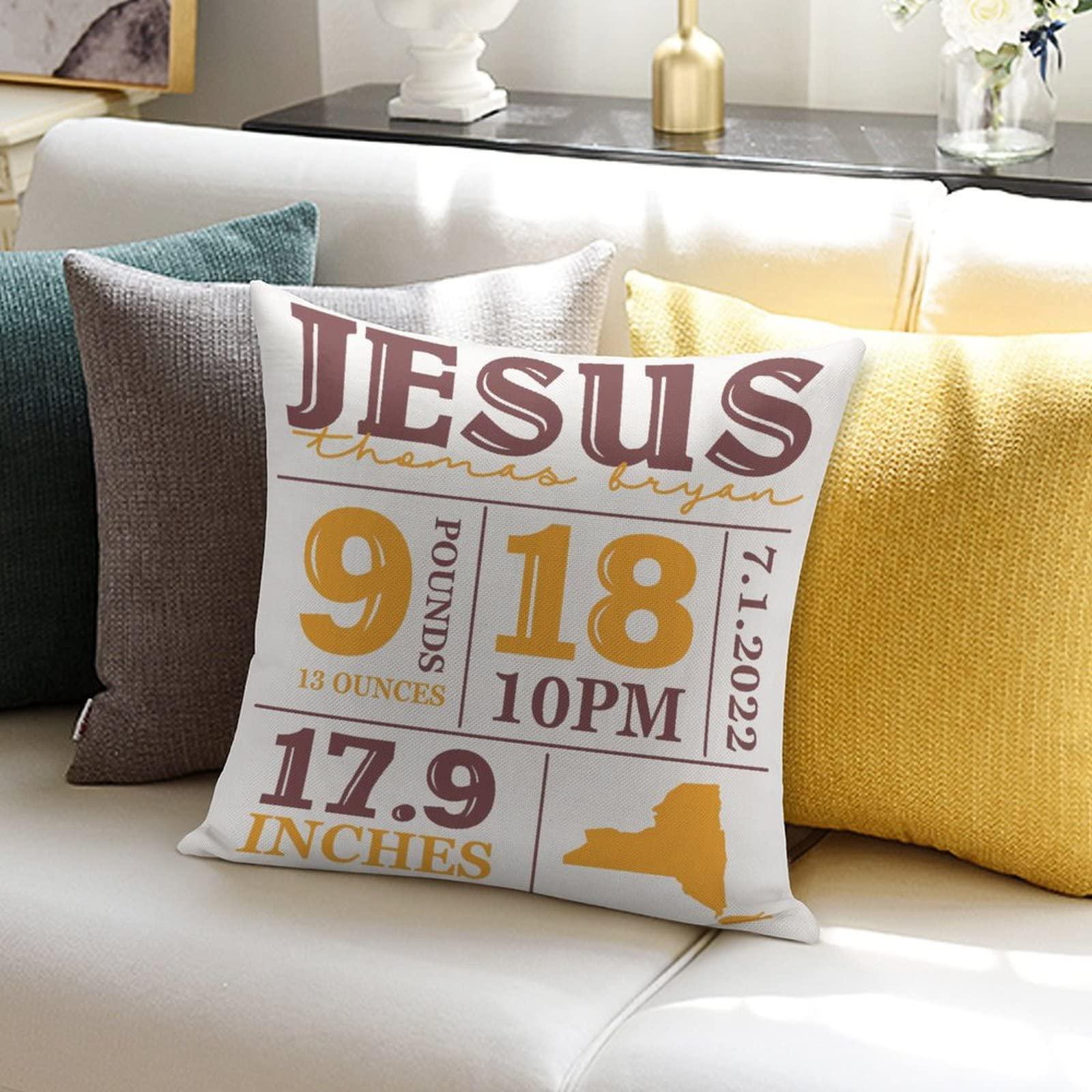 by Unbranded Decorative Pillowcase 16x16 Birth Announcement Pillows Baby Pillow Custom Birth Detail Pillow State Baby Boy Girl Keepsake Gifts Linen Decorative Pillowcase Sofa Throw Pillows Covers Zipper