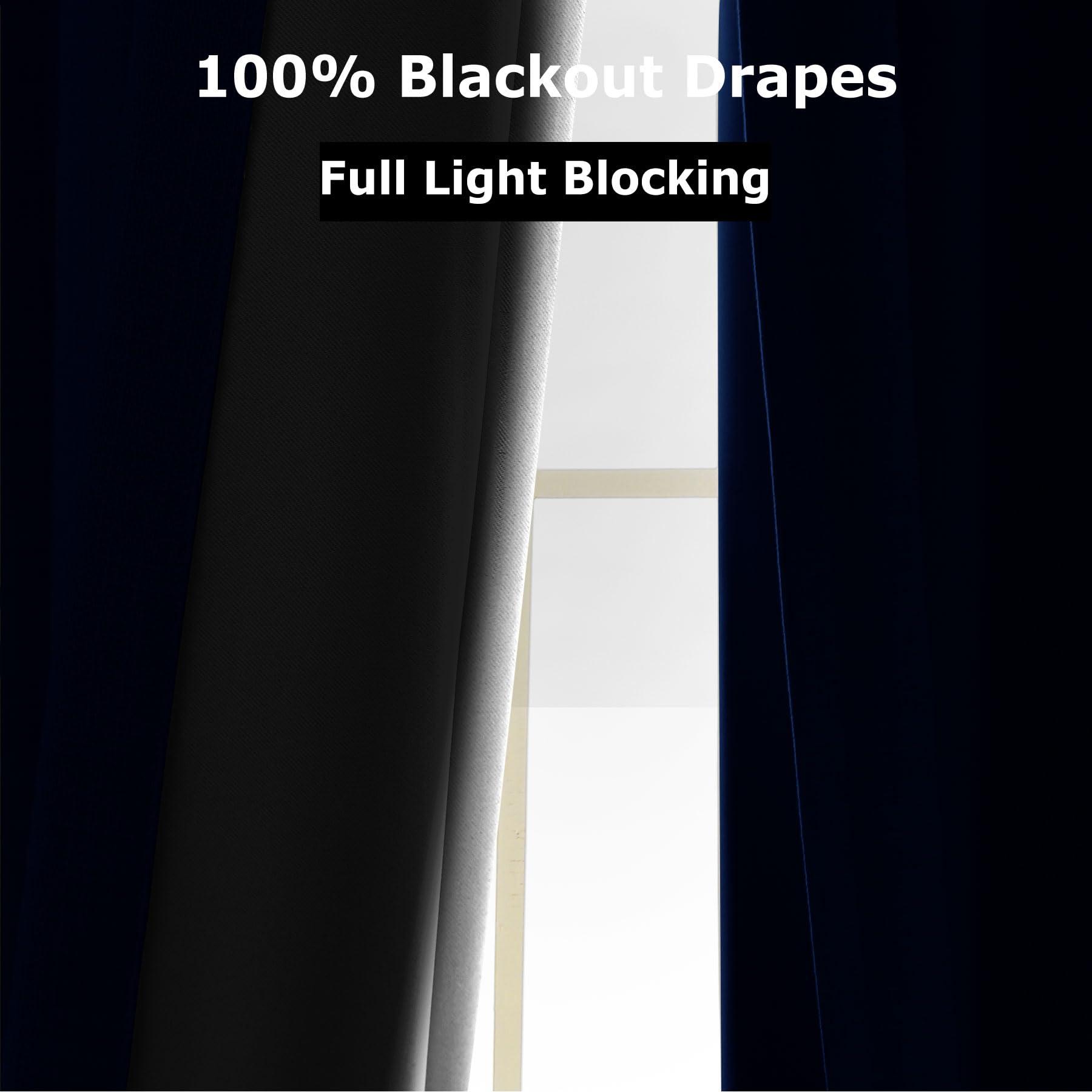 Frelement Frelement Extra Wide 150 Inches Drapes for Large Windows Full Blackout Linen Curtains for Sliding Glass Door Pinch Pleated Drapery with Blackout Lining, 150" W x 102" L, 1 Panel, Navy Blue