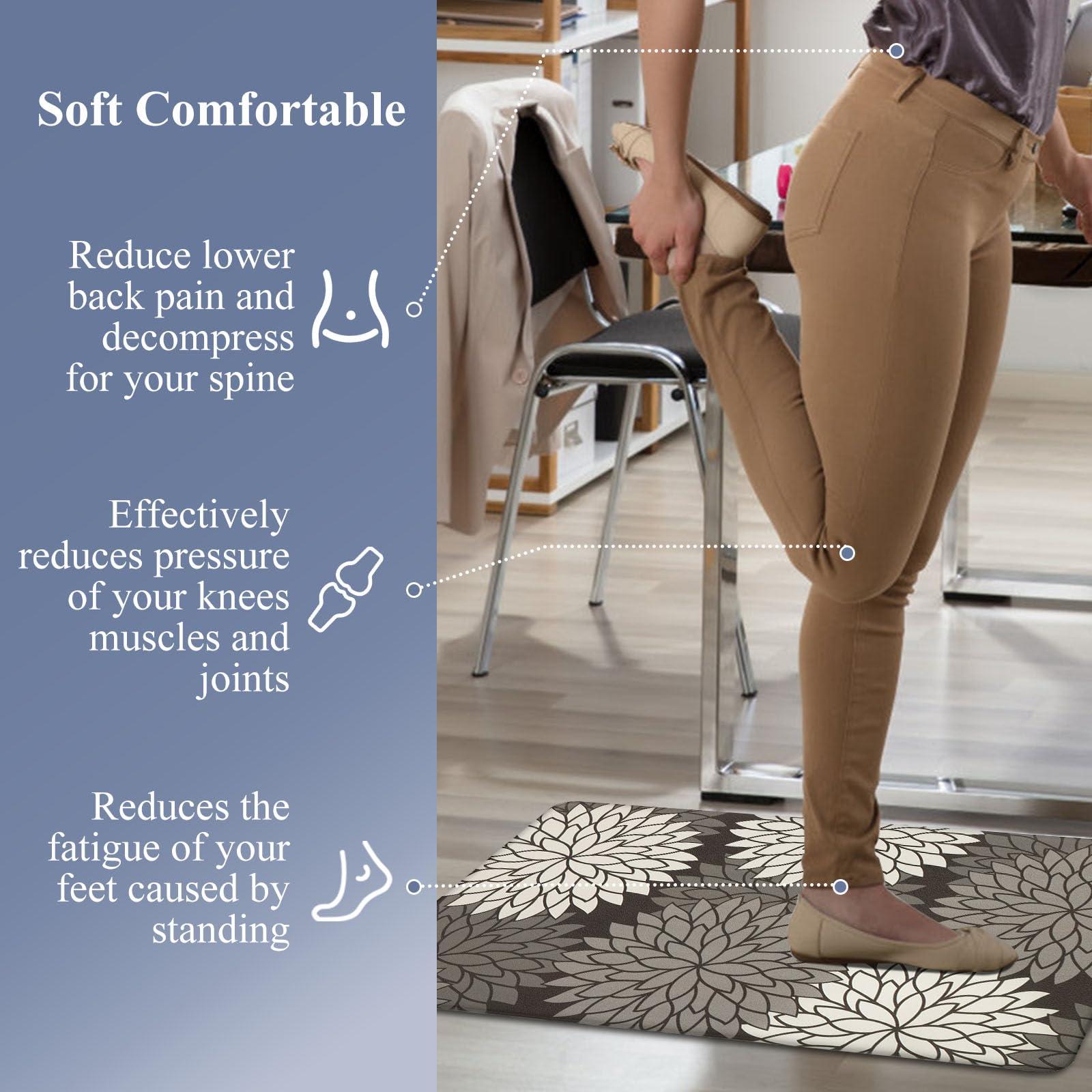 HEBE HEBE Anti Fatigue Kitchen Rug Sets 2 Piece Non Slip Kitchen Mats for Floor Cushioned Kitchen Rugs and Mats Waterproof Comfort Standing Mat Runner for Kitchen,Home Office,Sink,Laundry