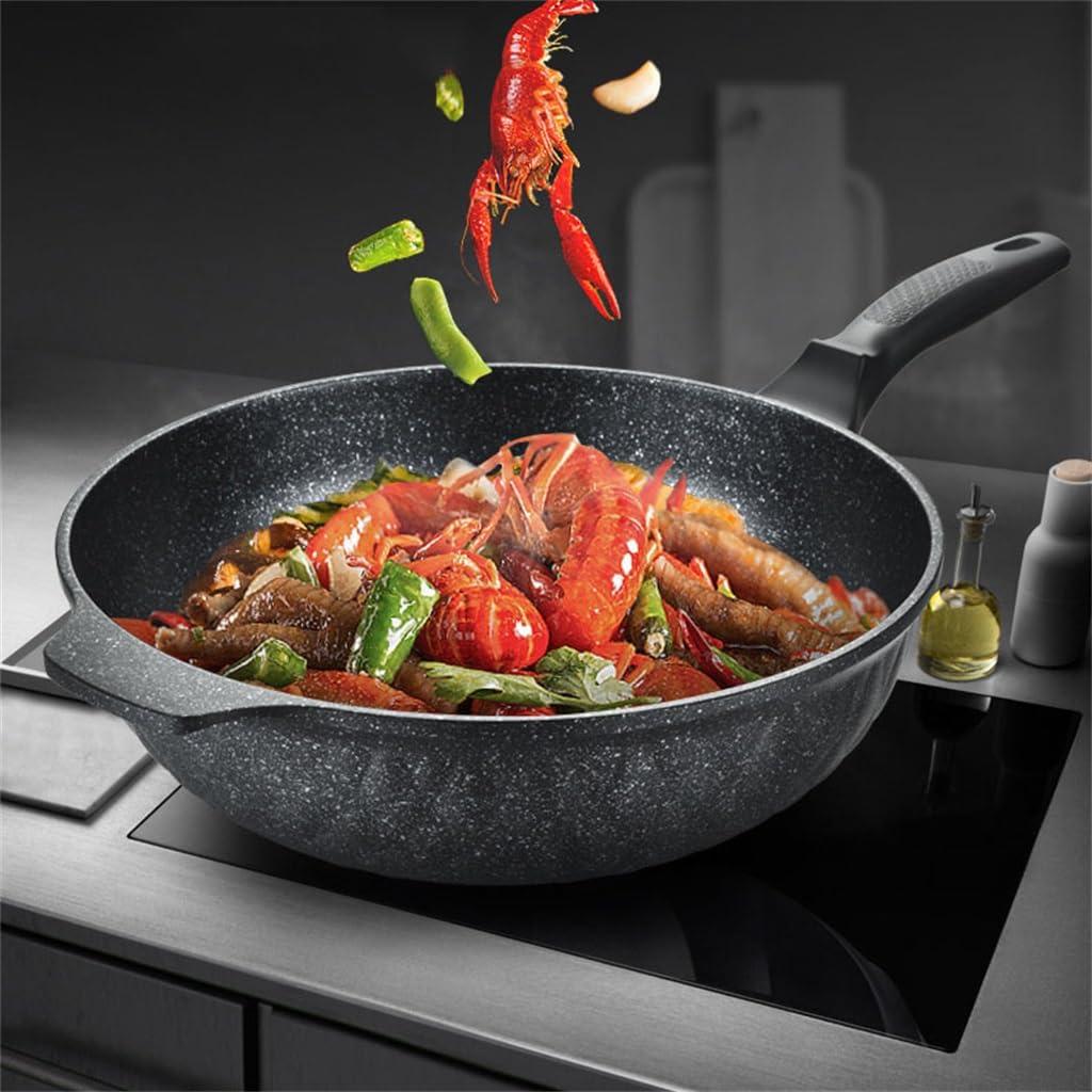 CGTENBS CGTENBS Stone Frying Pan Non-stick Flat Bottom Frying Pan Cooking Pots And Pans Induction Cooker Universal