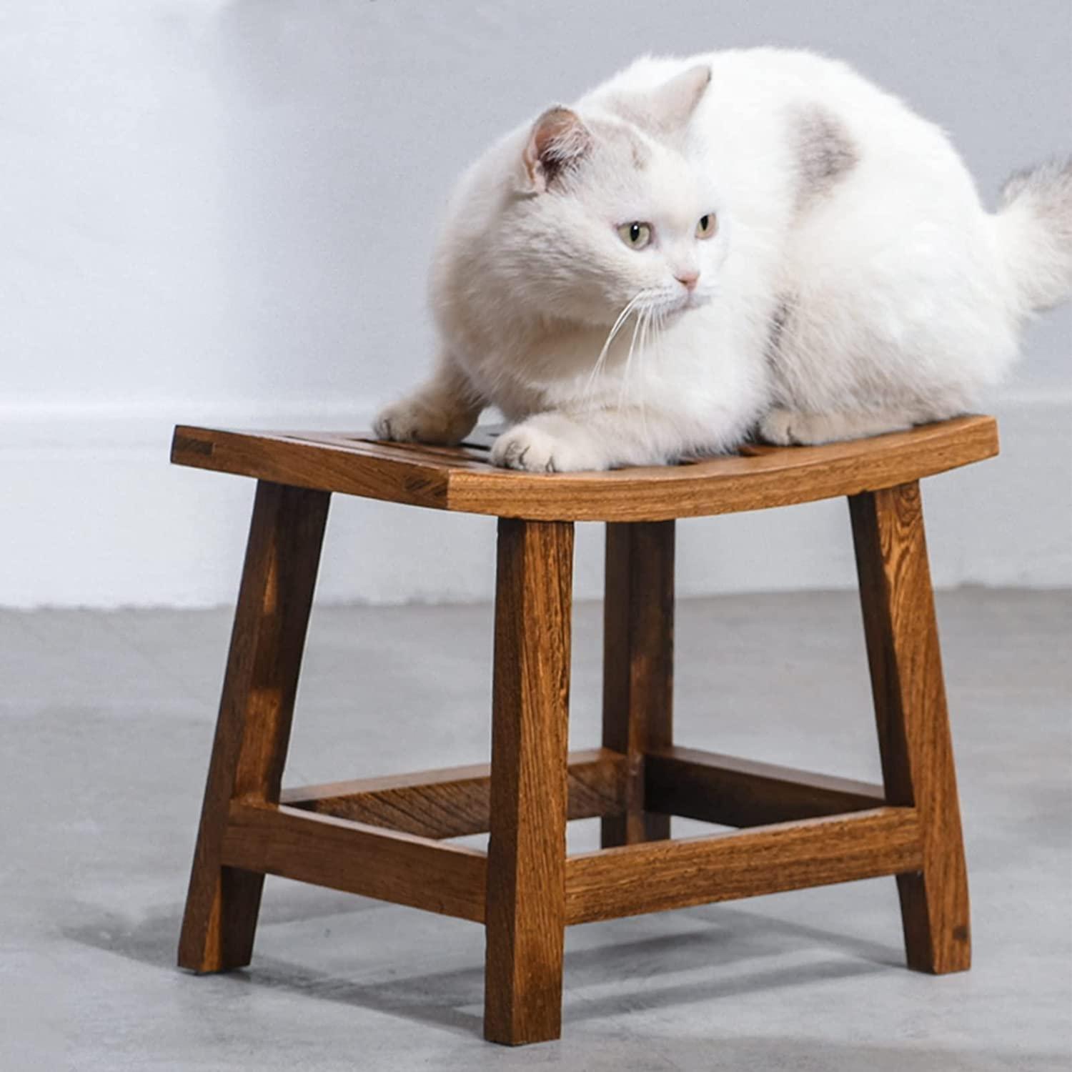 TESHY Shower Chair for Inside Shower Wooden Bathroom Stools Shower Bench Chair Foot Stool, Waterproof Spa Bath Seat Hollow-Carved Design, Bath Stools to Sit On Shower Chair