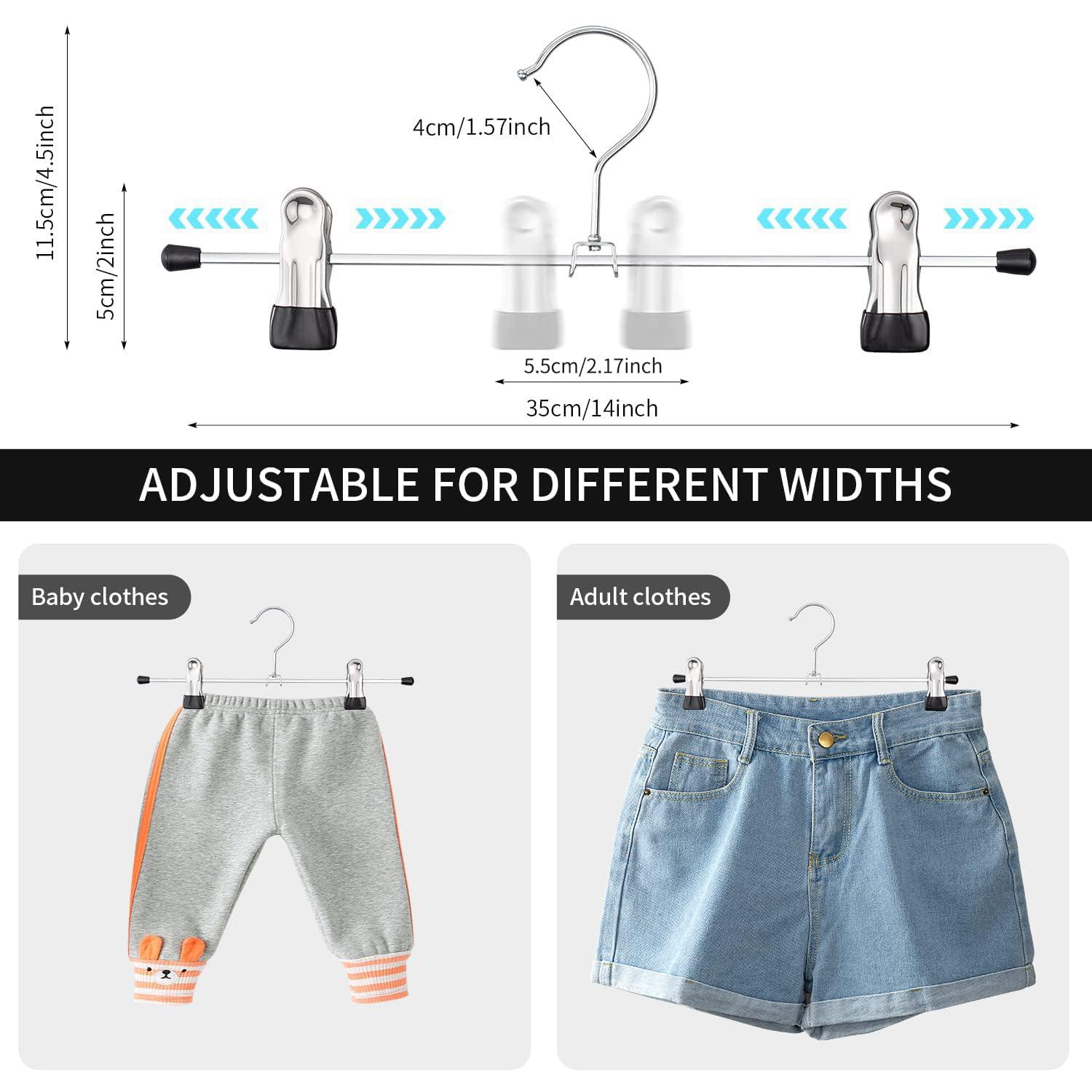 CIMLORD Cimlord 30 Pack Pants Hangers with Clips Skirt Hangers for Women Shorts Hangers Heavy Duty Metal Clothes Hanger for Closet Space Saving Non Slip Trousers Hanger Jeans Hanger for Men,Black,14 Inch