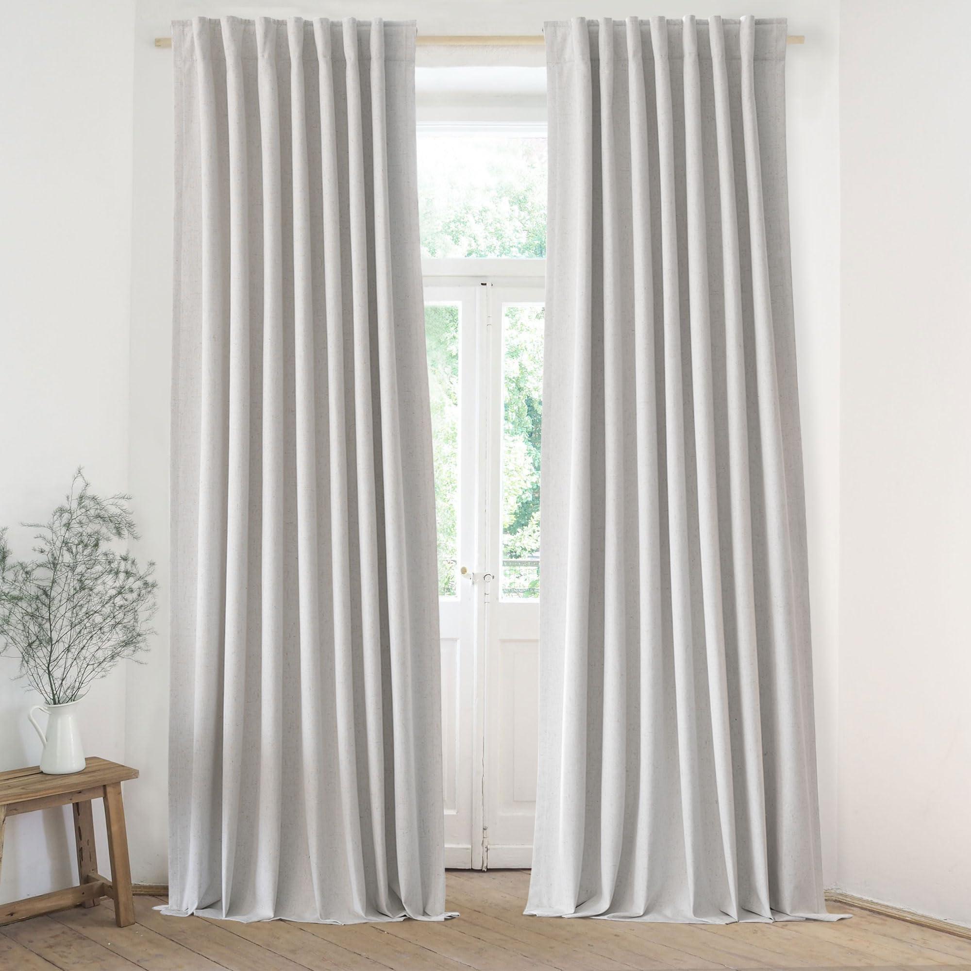 UHITECH UHITECH Beige Linen Living Room Blackout Curtains for Bedroom Black Out Curtain 96 Inches Long Window Drapes 2 Panels Set Back Tab/Rod Pocke Thermal Pinch Pleated