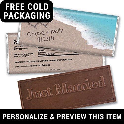 WH Candy Wedding Favors for Guests Personalized Beach Themed Wedding Chocolate Bar & Wrapper (12 Pack) - Bridal Shower Favors for Guests