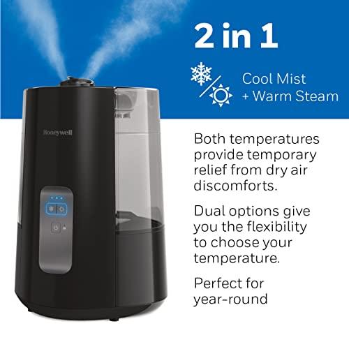 Honeywell Honeywell Dual Comfort Cool + Warm Mist humidifier. Humidifier for Bedroom, Office, Living Room and Home. Provides Temporary Relief from Dry air discomforts - Black, HWC775B