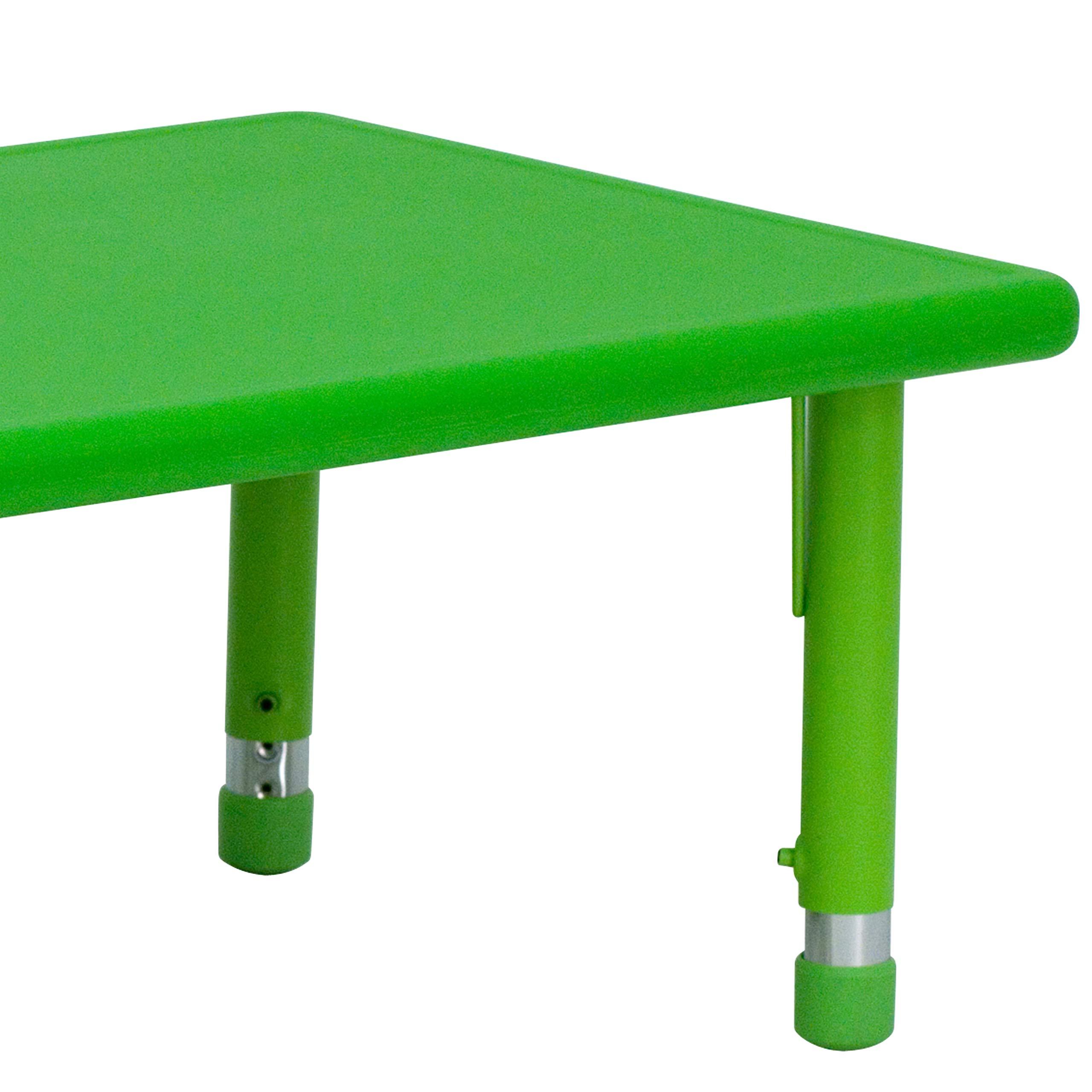 Flash Furniture Flash Furniture Rectangular Plastic Height Adjustable Activity Table, 24 x 48, Green