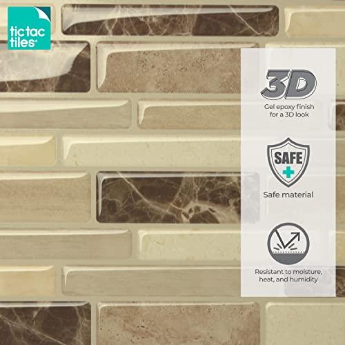 Tic Tac Tiles Tic Tac Tiles Peel and Stick Self Adhesive Removable Stick On Kitchen Backsplash Bathroom 3D Wall Sticker Wallpaper Tiles in Polito Designs (5 Sheets, Bella)