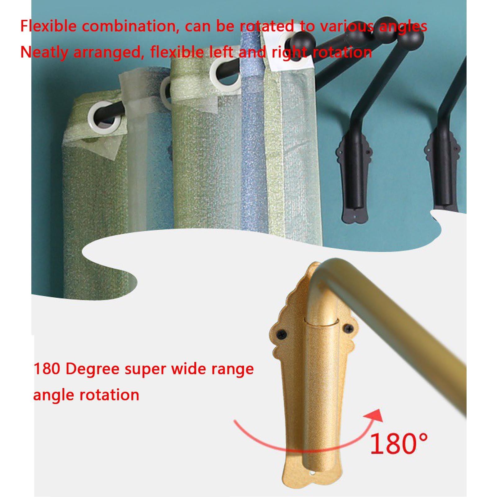 RSBFER RSBFER 2 Piece Swing Arm Curtain Rod, 180 Adjustable Heavy Duty Curtain Display Stand for Window Side Panels Front Door Store,Black,90cm/35in