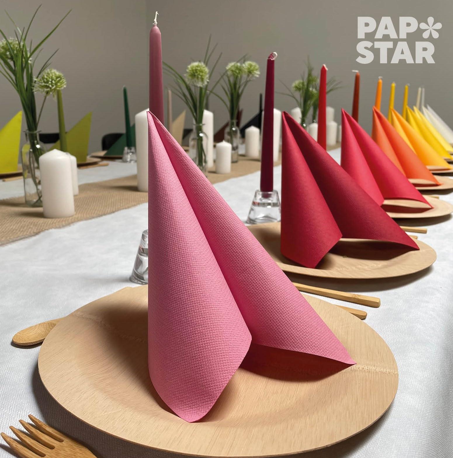 PAPSTAR PAPSTAR Ivory Linen-Feel Large Square Napkins Dinner Size 3-Ply 50 Count | Decorative Disposable Colored Dinner Paper Napkins 16 x 16 Inch - Made In Germany