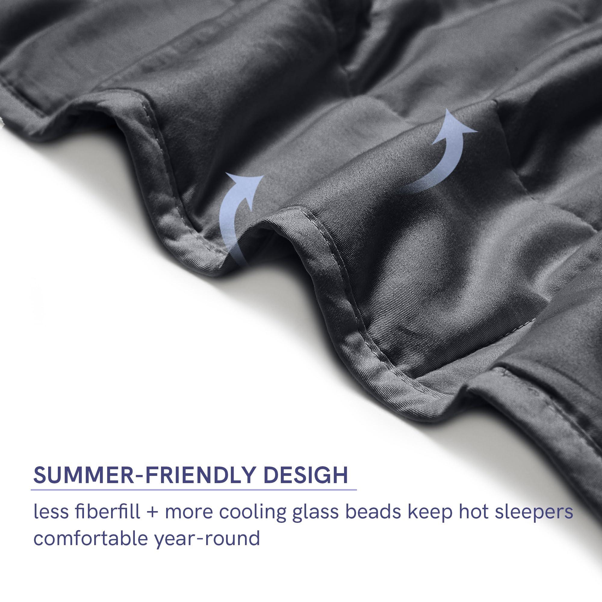 YnM YnM Exclusive Weighted Blanket, Soothing Cotton, Smallest Compartments with Glass Beads, Bed Blanket for One Person of 90lbs, Ideal for Twin Bed (41x60 Inches, 10 Pounds, Dark Grey)