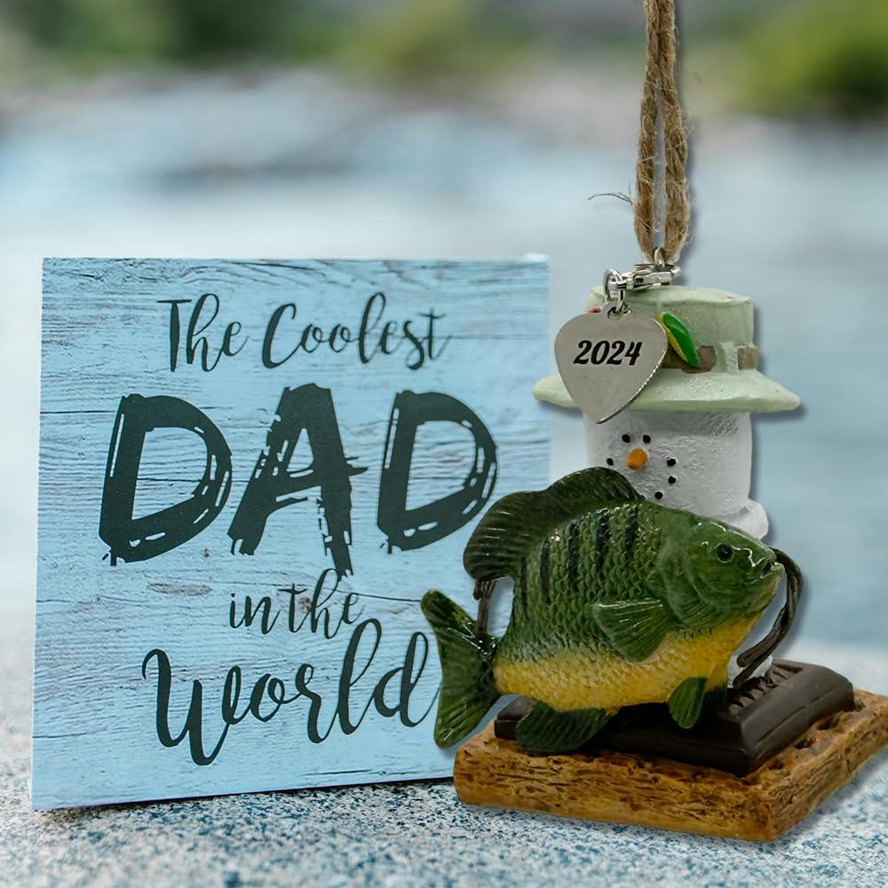 elskandi S\'Mores Biggest Catch Fish Ornaments for Christmas Tree, Gone Fishing Ornament for Dad, Father\'s Day and Birthday 2024