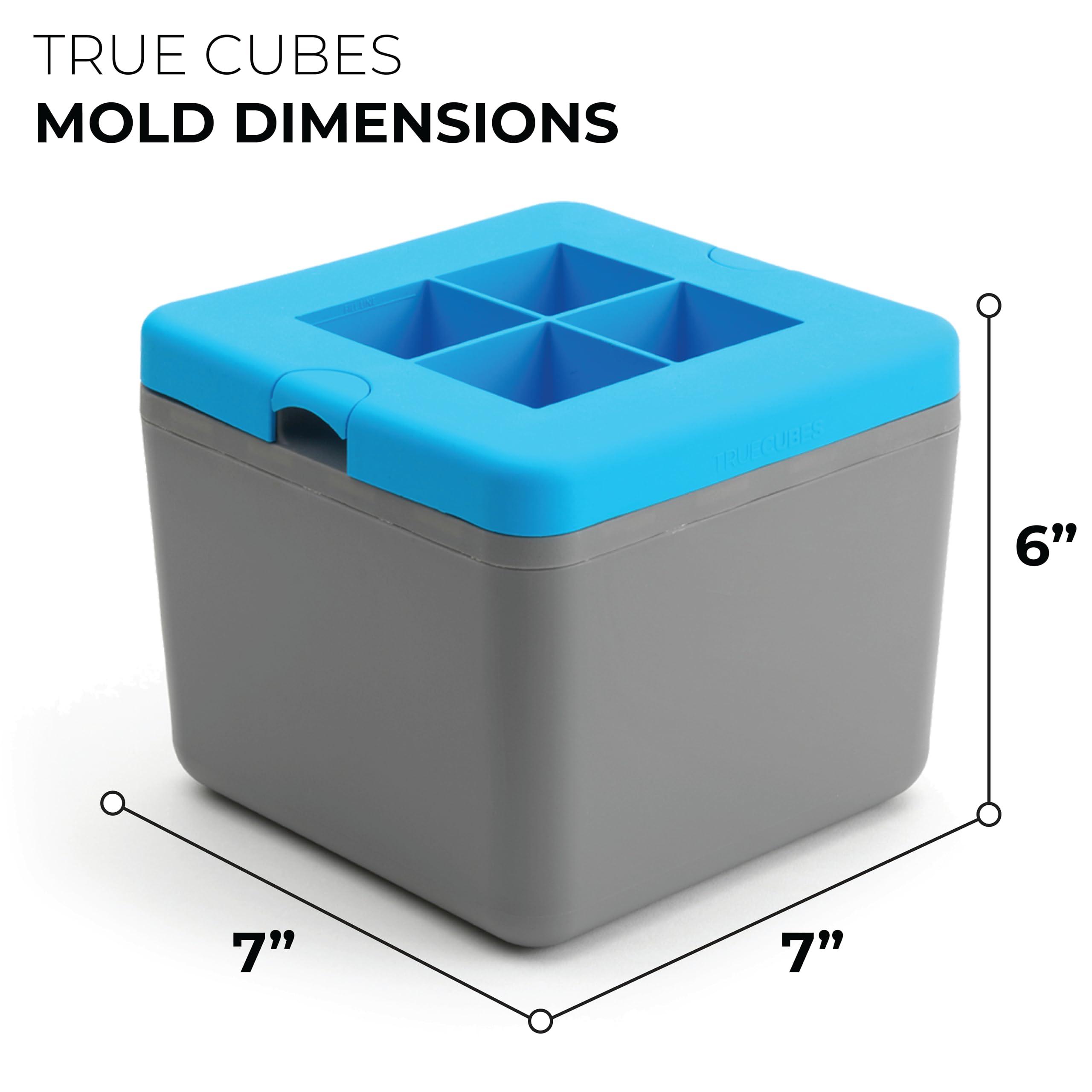 True Cubes True Cubes Crystal Clear Ice Cube Maker, 4 Large 2\"x2\"x2\" Ice Cubes for Cocktails and Drinks, Silicone Mold for Pure, Bartender-Quality Ice - Great for Hosting and Entertaining, Whiskey Gifts for Men