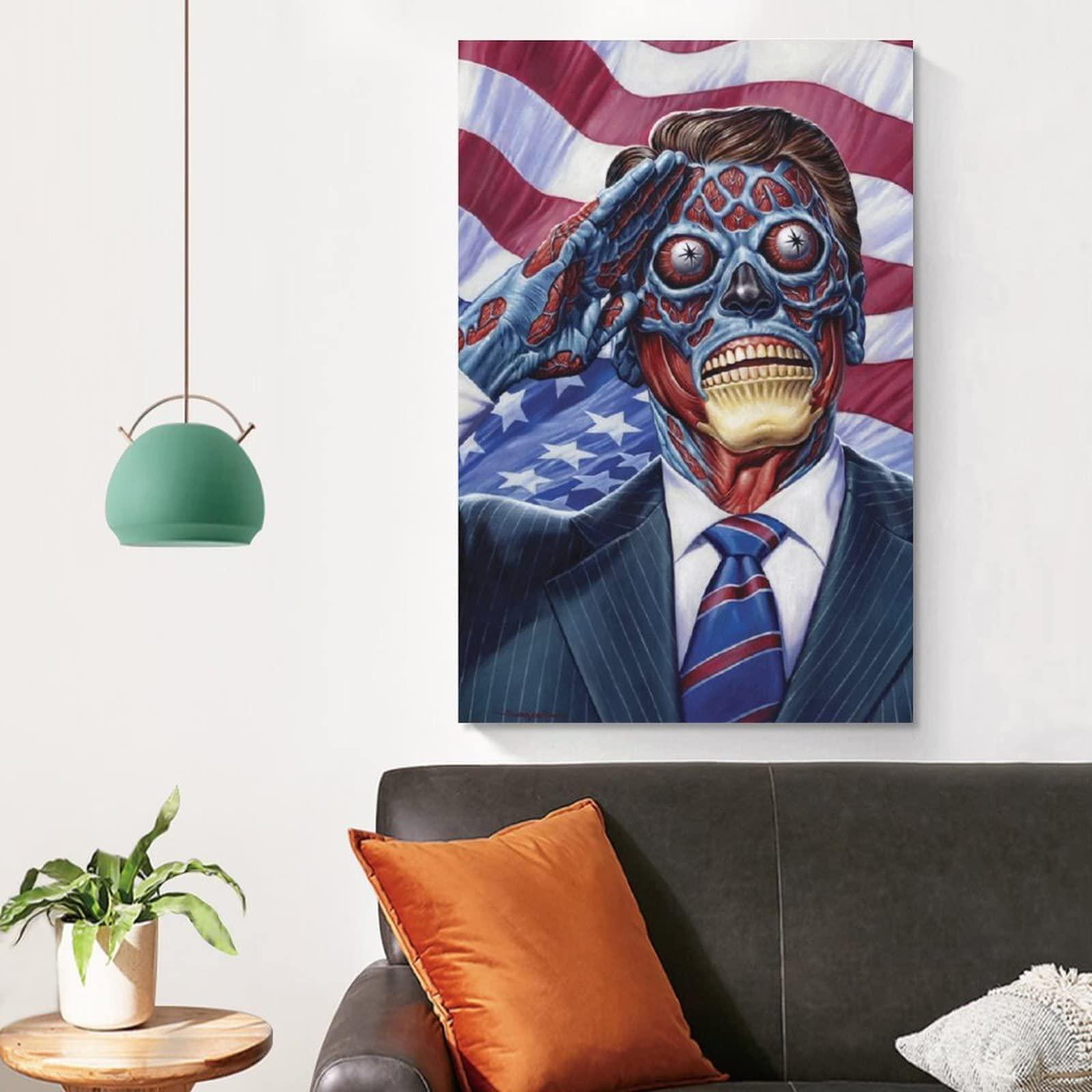 HAUHAU They Live Movie Poster (1) Artworks Canvas Poster Room Aesthetic Wall Art Prints Home Modern Decor Gifts Framed-unframed 20x30inch(50x75cm)